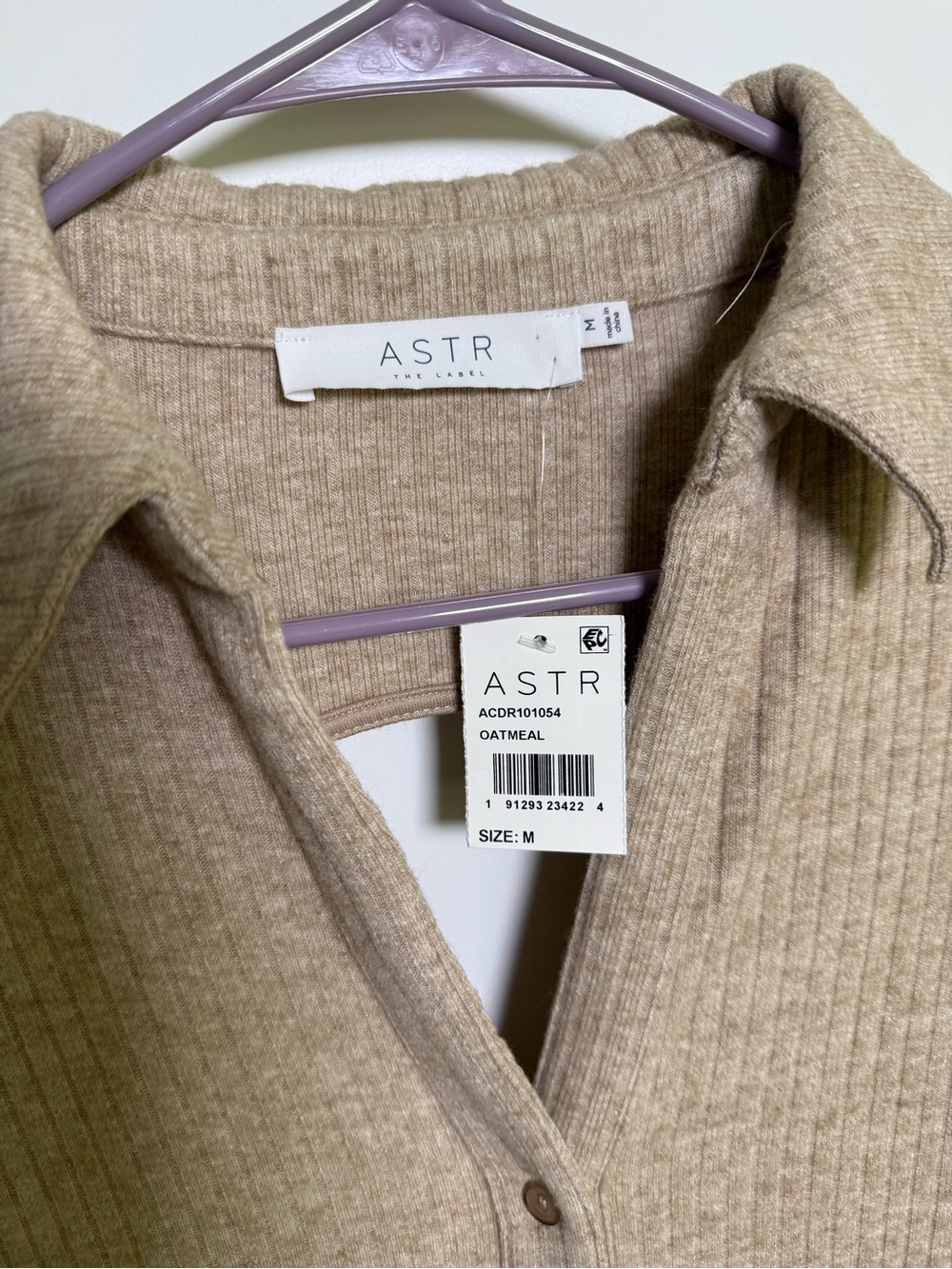 Astr Ribbed Long-Sleeve Button-Front Maxi Dress in Beige - Picture 2 of 5